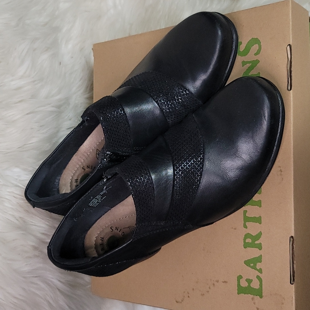 Women's Earth Origins, Reegan, Black Soft Burnished Calf + Fabric, US Size 9.5W